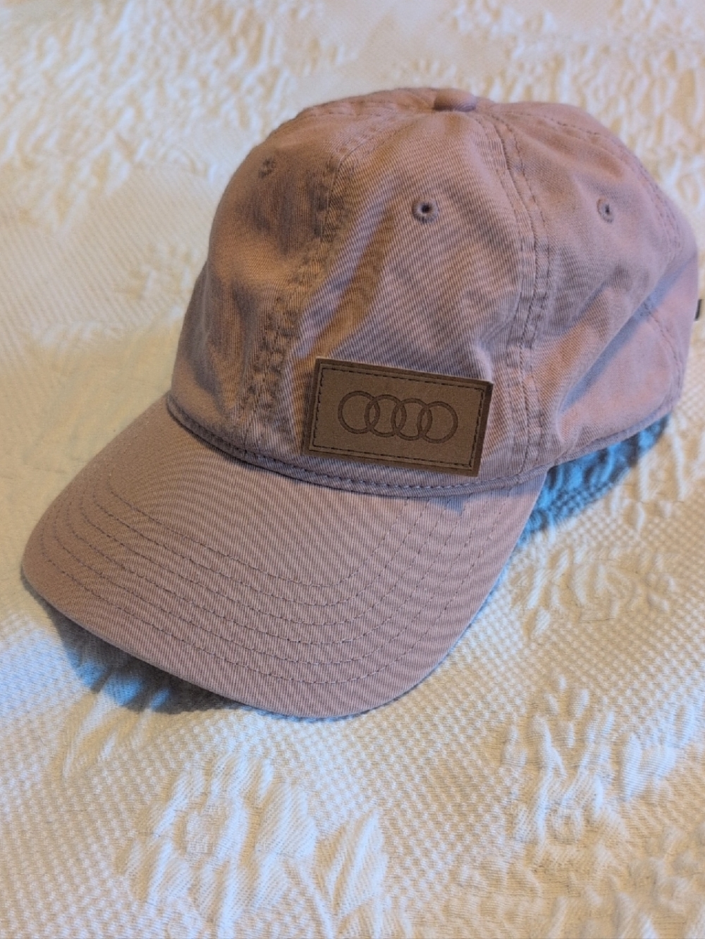 Kids Dusty Pink Baseball Cap with Leather Patch